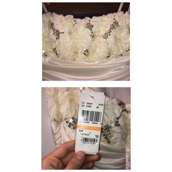 ๐ NWT Macyโs Floral Ivory Strapless Prom Dress - Picture 2 of 2